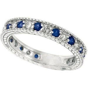 1.08 Carat Natural Diamond & Sapphire Band
